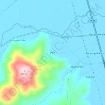 Carte topographique Illpa, altitude, relief