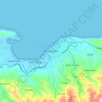 Carte topographique Petit-Goâve, altitude, relief