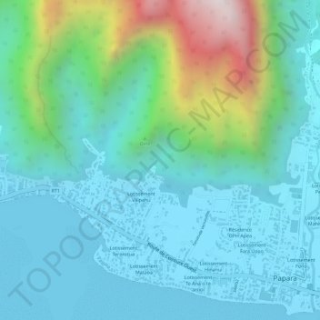 Carte topographique Area, altitude, relief