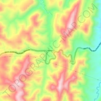 Carte topographique Berety, altitude, relief