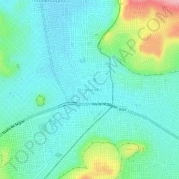 Carte topographique Yirimandio, altitude, relief