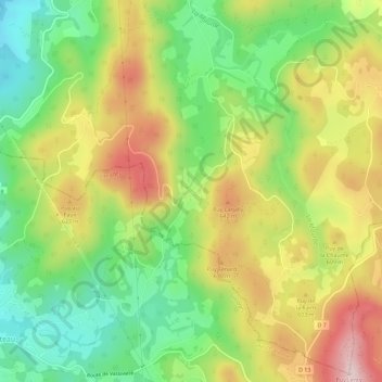 Carte topographique Brudieux, altitude, relief