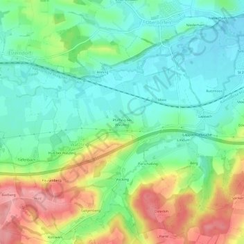 Carte topographique Pfaffing bei Watzling, altitude, relief