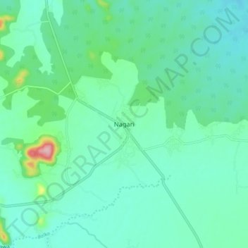 Carte topographique Nagari, altitude, relief