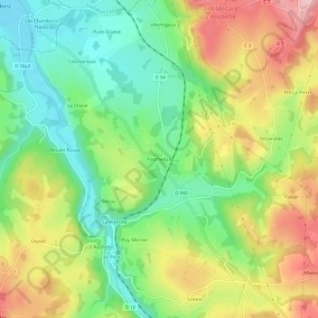Carte topographique Fourneaux, altitude, relief