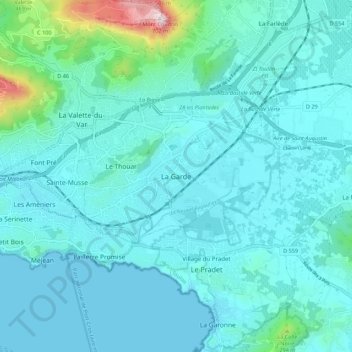 Carte topographique La Garde, altitude, relief