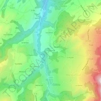 Carte topographique Santagneux, altitude, relief