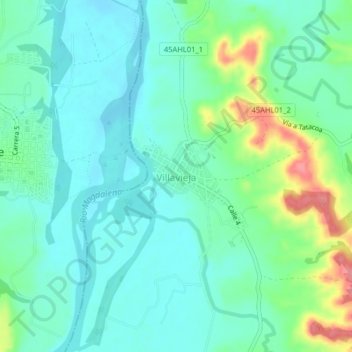 Carte topographique Villavieja, altitude, relief