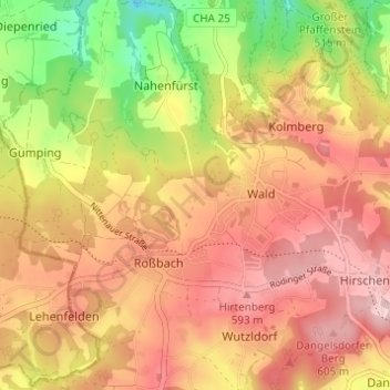 Carte topographique Hönighof, altitude, relief