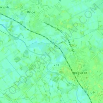 Carte topographique Arkel, altitude, relief