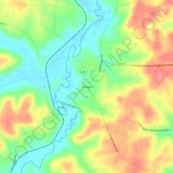 Carte topographique Dundee, altitude, relief