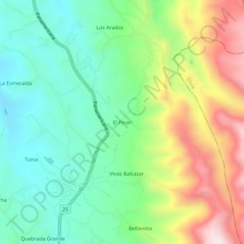 Carte topographique El Pinar, altitude, relief