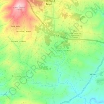Carte topographique Galisteu Cimeiro, altitude, relief