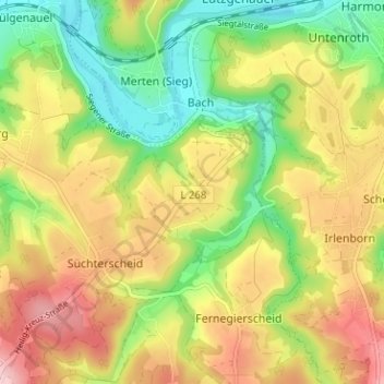 Carte topographique Mittelscheid, altitude, relief