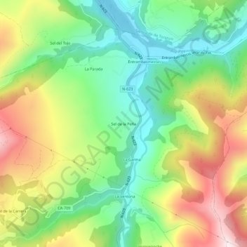 Carte topographique Sel de la Peña, altitude, relief