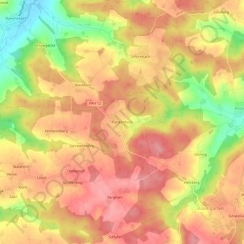 Carte topographique Plankenbach, altitude, relief