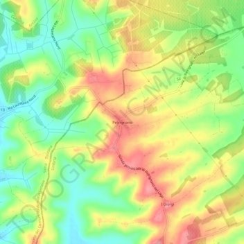 Carte topographique Petrignano, altitude, relief