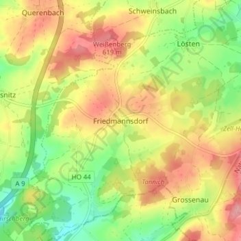 Carte topographique Friedmannsdorf, altitude, relief