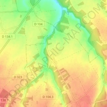 Carte topographique Levasville, altitude, relief