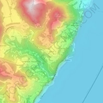 Carte topographique Voltino, altitude, relief