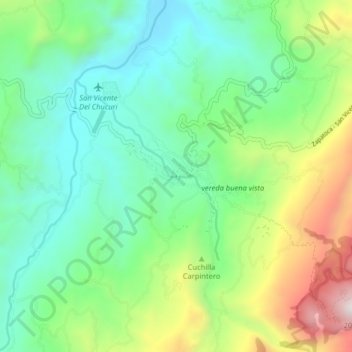 Carte topographique San Vicente de Chucurí, altitude, relief