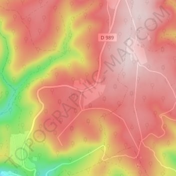 Carte topographique Les Woieries, altitude, relief