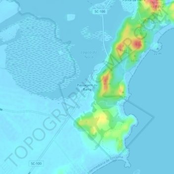 Carte topographique Passagem da Barra, altitude, relief