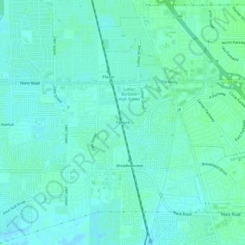 Carte topographique Pollock, altitude, relief