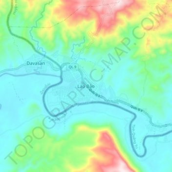 Carte topographique Lao Bảo, altitude, relief