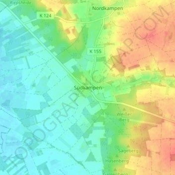 Carte topographique Südkampen, altitude, relief