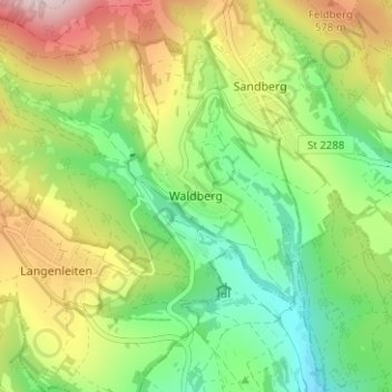 Carte topographique Waldberg, altitude, relief