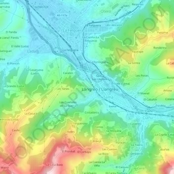 Carte topographique La Peña, altitude, relief
