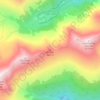 Carte topographique Kristen, altitude, relief