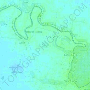 Carte topographique Poirier, altitude, relief