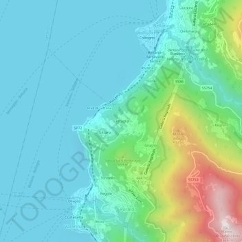 Carte topographique Cestaglia, altitude, relief