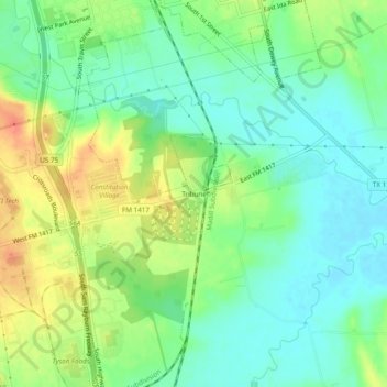 Carte topographique Tribune, altitude, relief