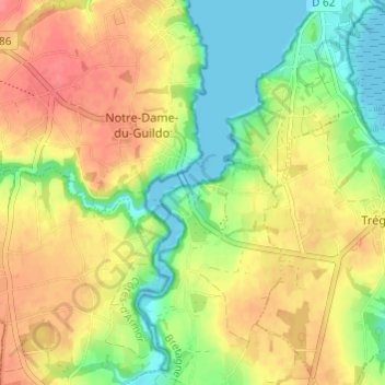 Carte topographique Le Guildo, altitude, relief