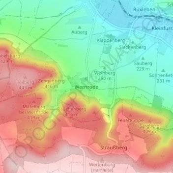 Carte topographique Wernrode, altitude, relief