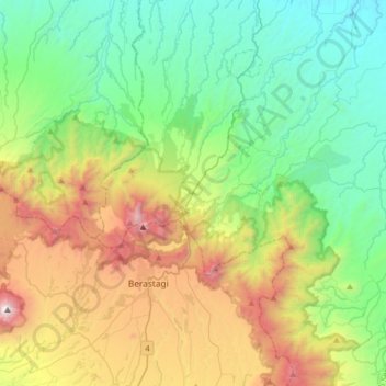 Carte topographique Sibolangit, altitude, relief