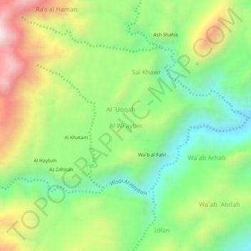 Carte topographique Al Wi`aybin, altitude, relief