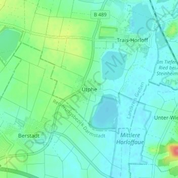 Carte topographique Utphe, altitude, relief