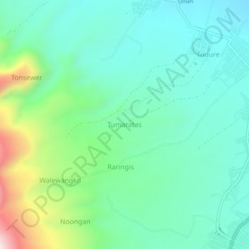 Carte topographique Tumaratas, altitude, relief
