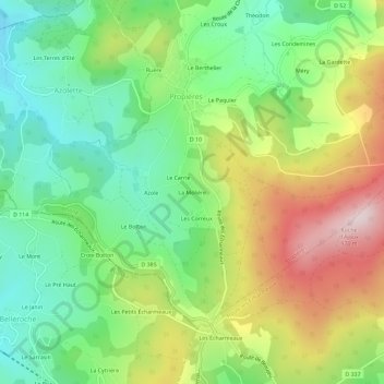 Carte topographique La Molière, altitude, relief