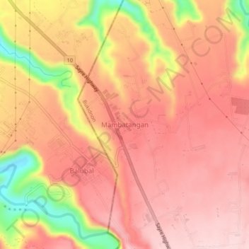 Carte topographique Mambatangan, altitude, relief