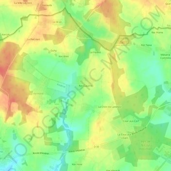 Carte topographique Ker Gauche, altitude, relief