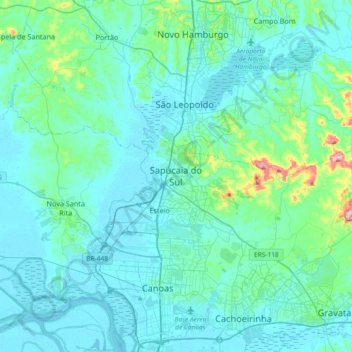 Carte topographique Sapucaia do Sul, altitude, relief