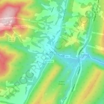 Carte topographique Scherr, altitude, relief