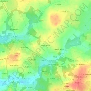 Carte topographique Le Bas Tesdan, altitude, relief