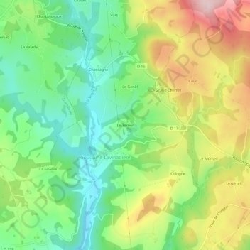 Carte topographique Le Terrier, altitude, relief