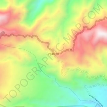 Carte topographique Delgaditas, altitude, relief